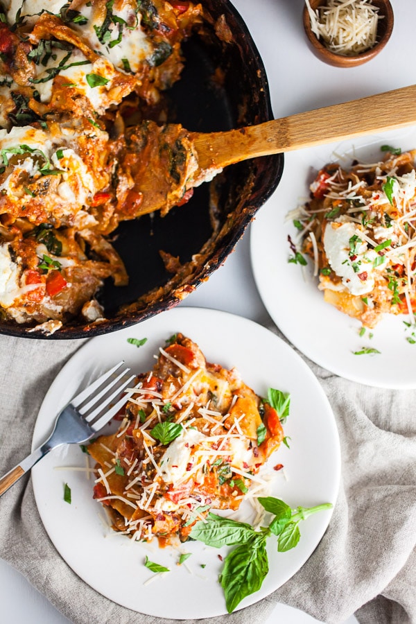 Cast Iron Lasagna (Vegetarian) | The Rustic Foodie®