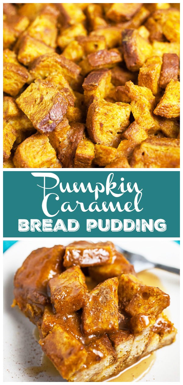 Pumpkin Bread Pudding with Caramel Sauce | The Rustic Foodie®