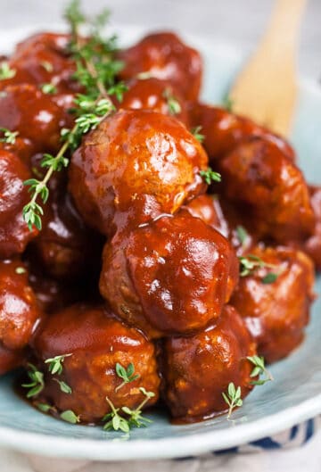 BBQ Turkey Meatballs (Slow Cooker Recipe) | The Rustic Foodie®