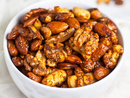 Roasted Mixed Nuts with Spiced Maple Glaze
