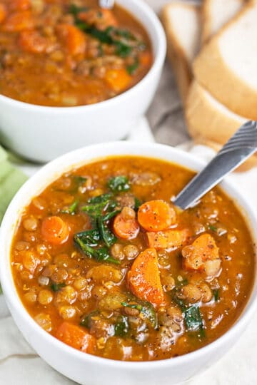 Instant Pot Lentil Soup with Spinach | The Rustic Foodie®