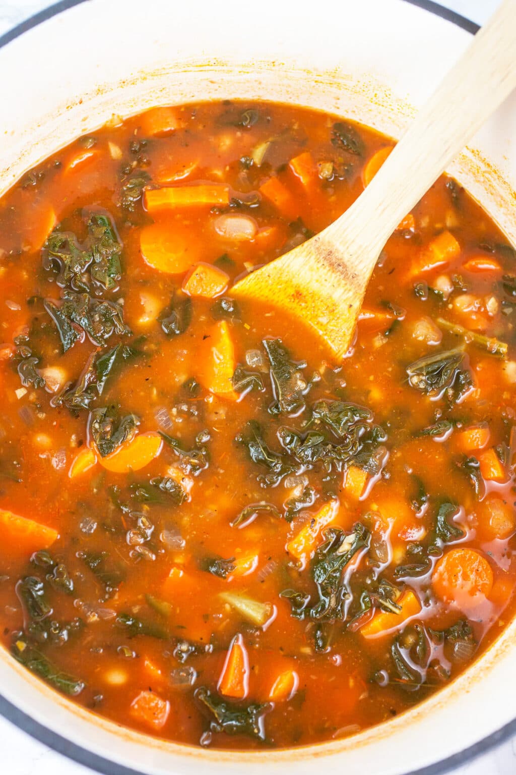 Cannellini Bean Kale Soup with Carrots | The Rustic Foodie®