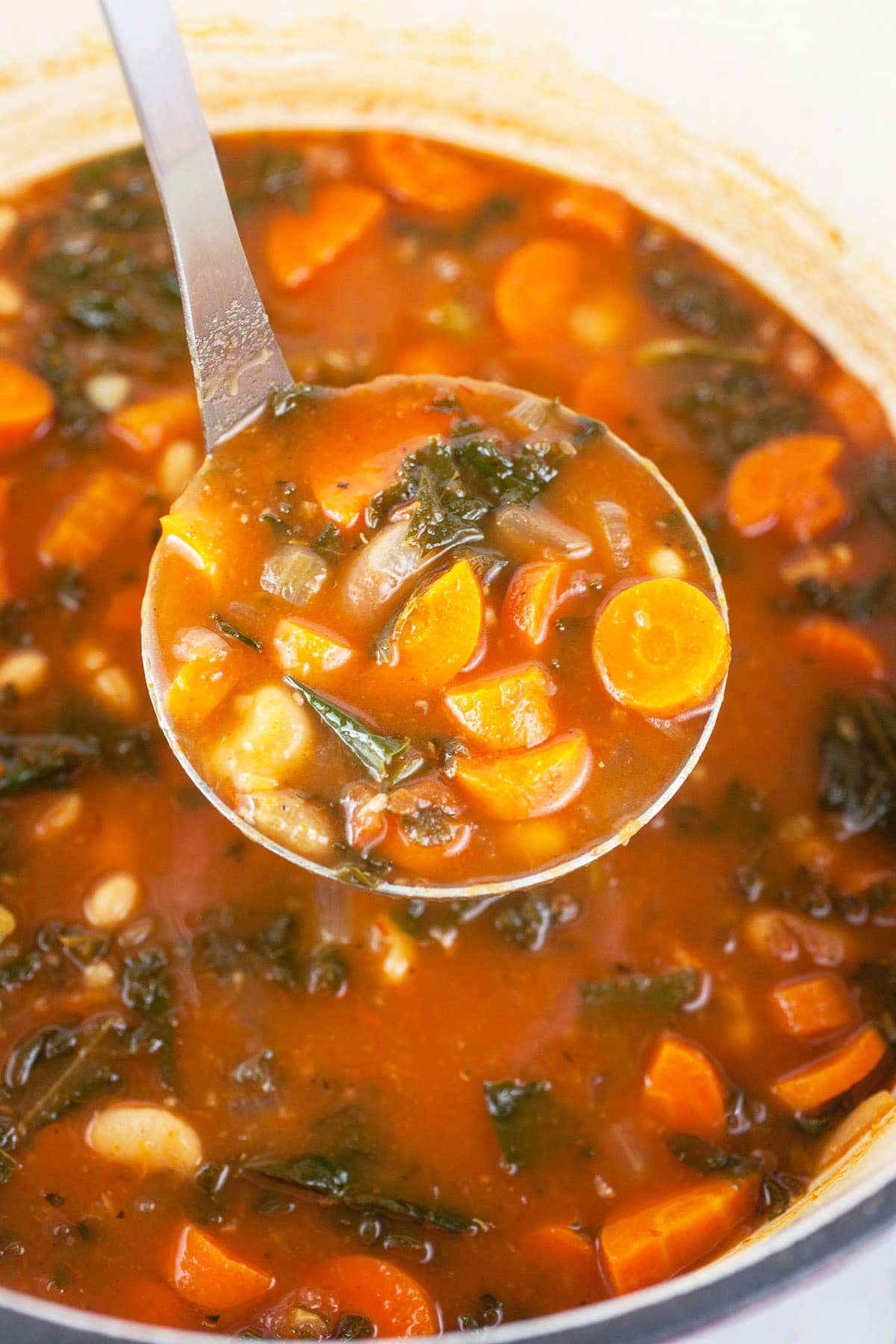 Cannellini Bean Kale Soup with Carrots | The Rustic Foodie®